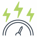 icon - half a utility meter with green lightning bolts above it